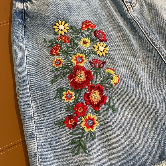 Zara Basic Z1975 Denim Bejeweled Asymmetrical Embroidered Boho Skirt. - Picture 9 of 14